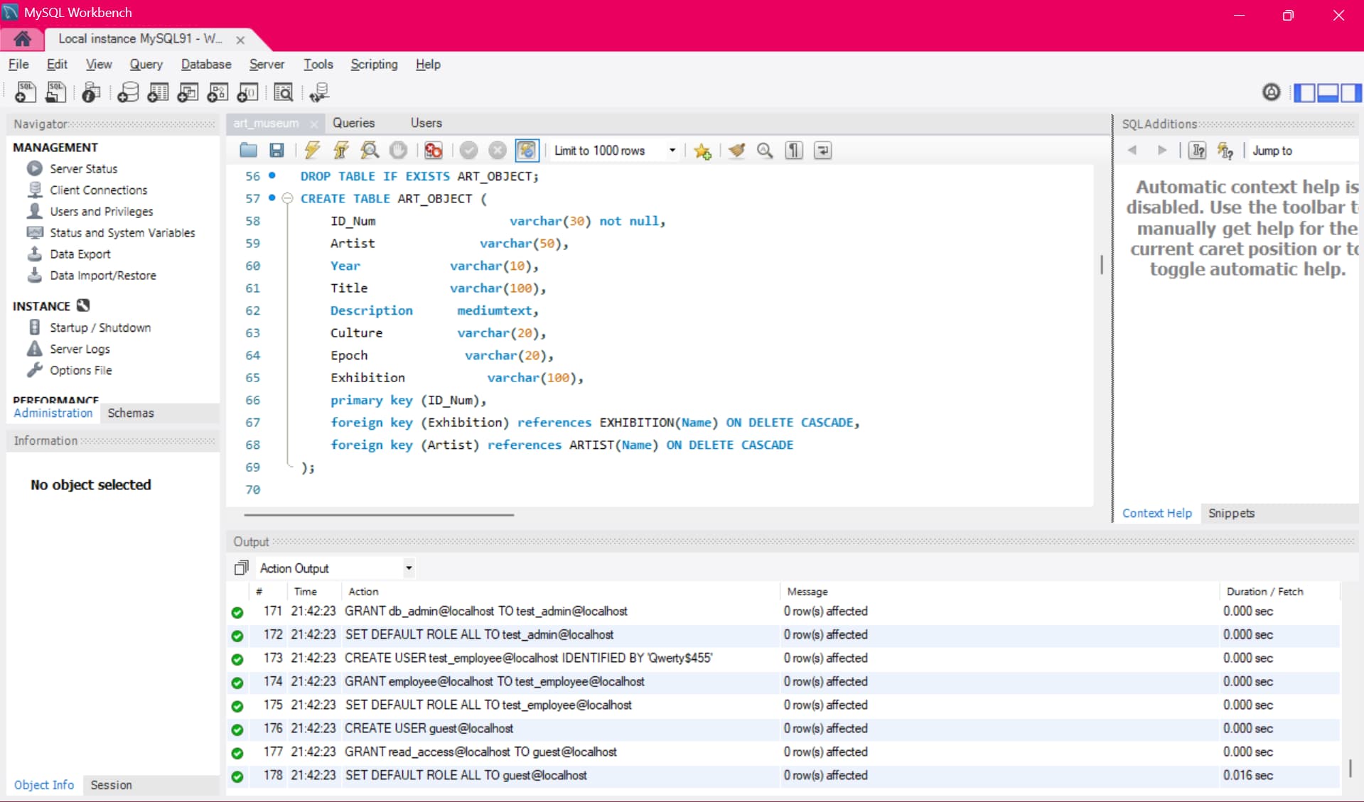 Art Museum Database Management System